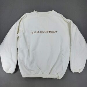 Vintage 1994 B.U.M Equipment Sweatshirt Size XL 90s White Embroidered Logo Retro